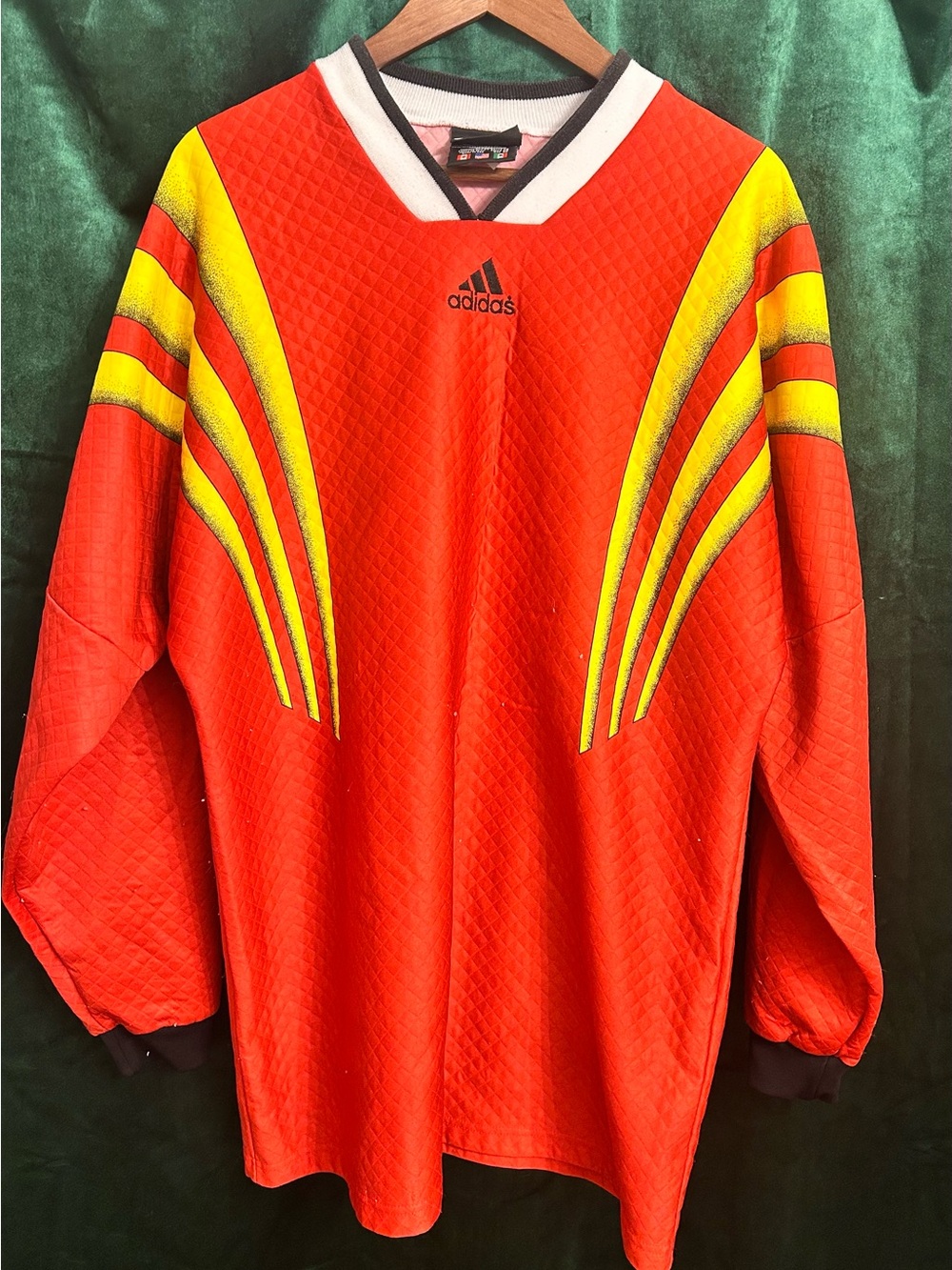 adidas Vintage Red and Yellow Long Sleeve Santiago GK   Jersey